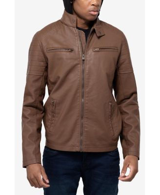 Men's Hooded Stand Collar PU Leather Jacket