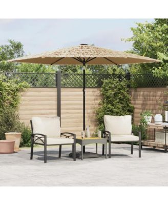 Garden Parasol Brown Polyester Large Foldable Garden Parasol