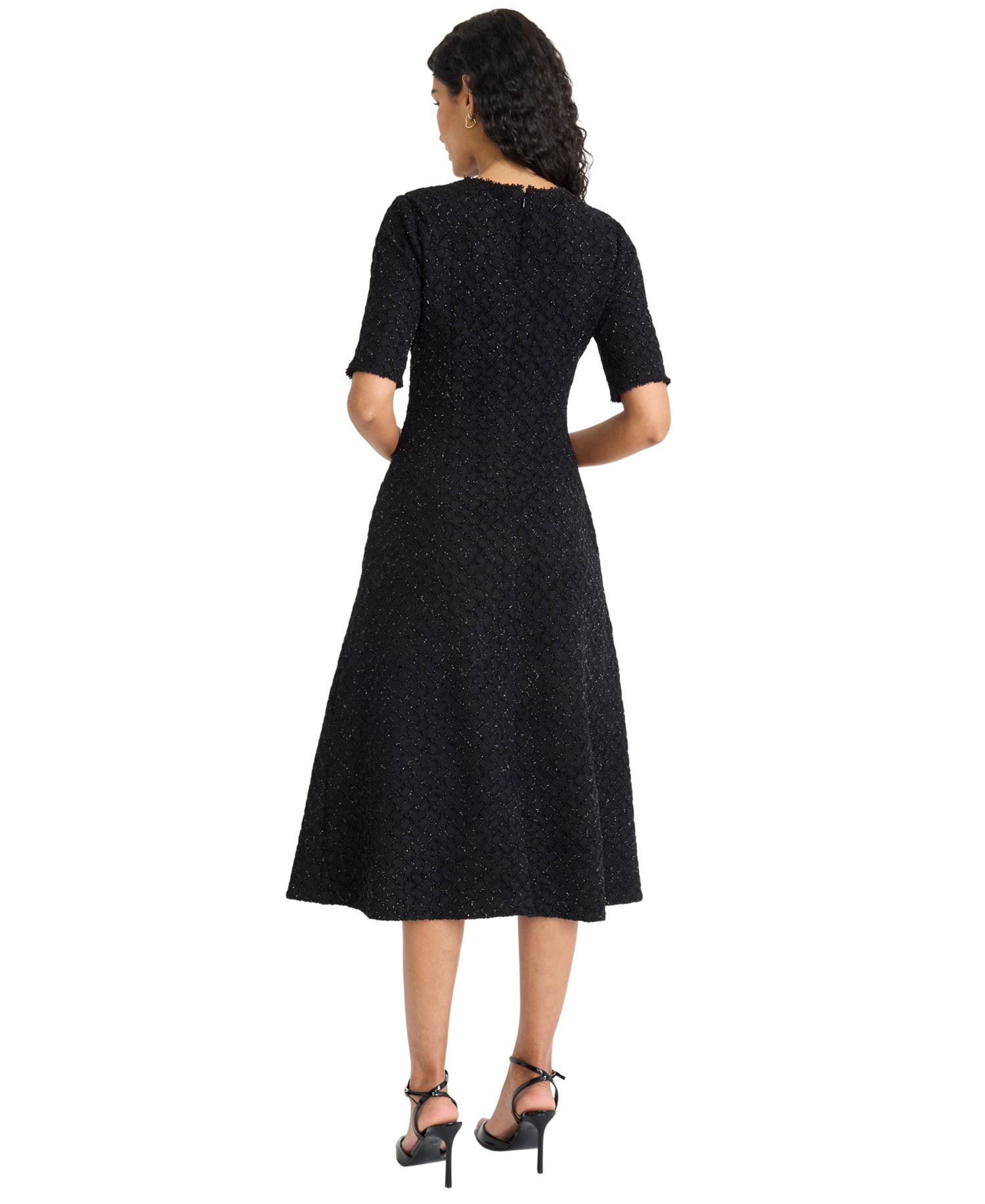 Women's Crew Neck Metallic Midi Dress