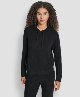 Women's Feather Yarn Hood Tonal Hoodie