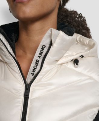 Women's Chevron Quilt Scuba Mix Collar Jacket