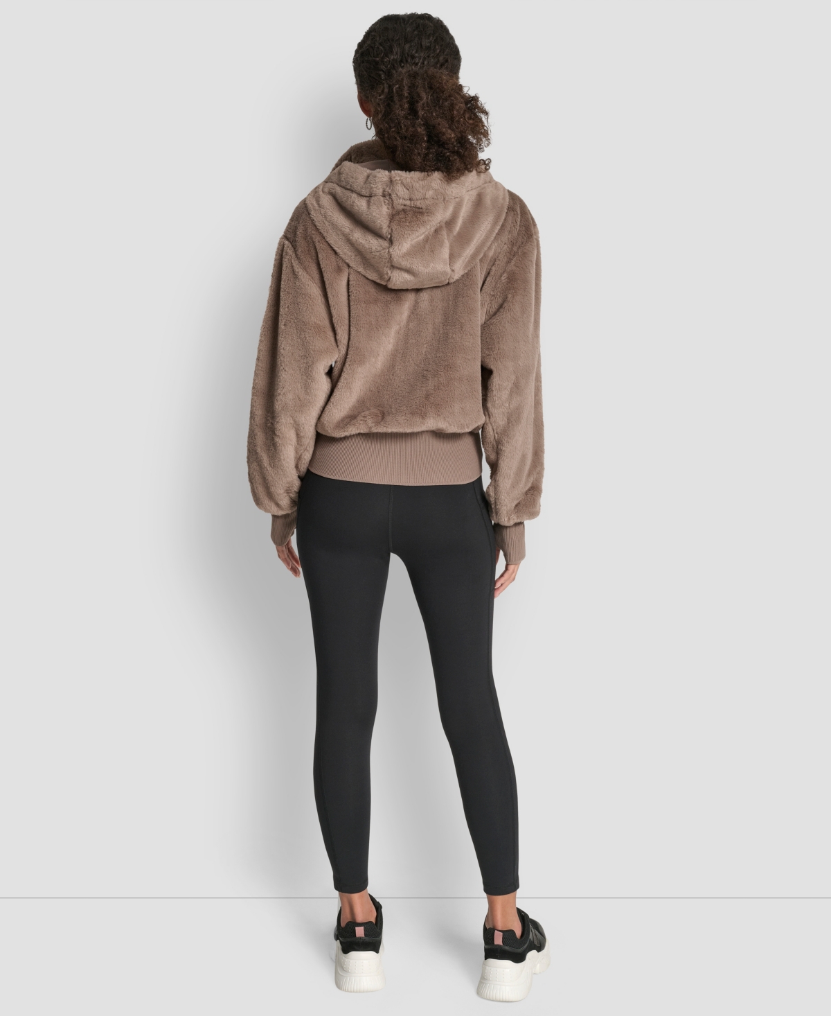 Dkny Sport Women's Faux-fur Zip-front Bomber Jacket In Brown