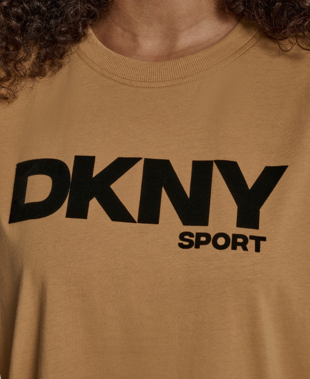Dkny Women's Flocked Logo Drop Shoulder T-Shirt