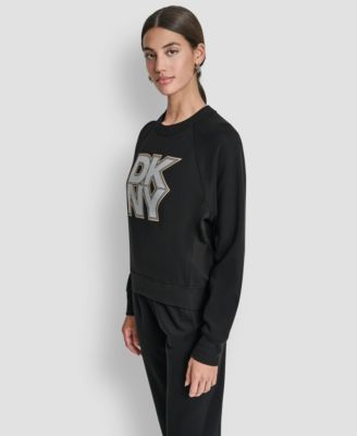 Women's Mixed Metal Stack Glitter Crewneck Top