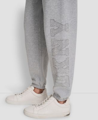 Women's Exploded Rhinestone Varsity Logo High Rise Relaxed Jogger