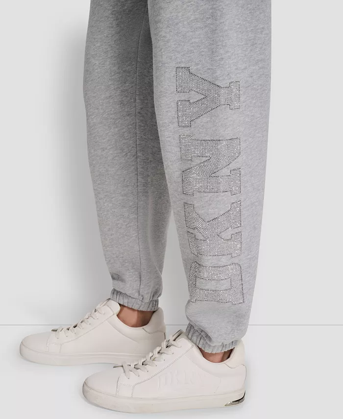 Women's Exploded Rhinestone Varsity Logo High Rise Relaxed Jogger - thumbnail 4
