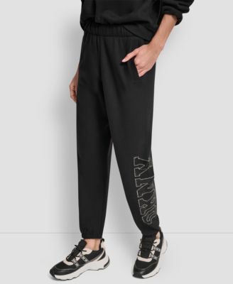 Women's Exploded Rhinestone Varsity Logo High Rise Relaxed Jogger