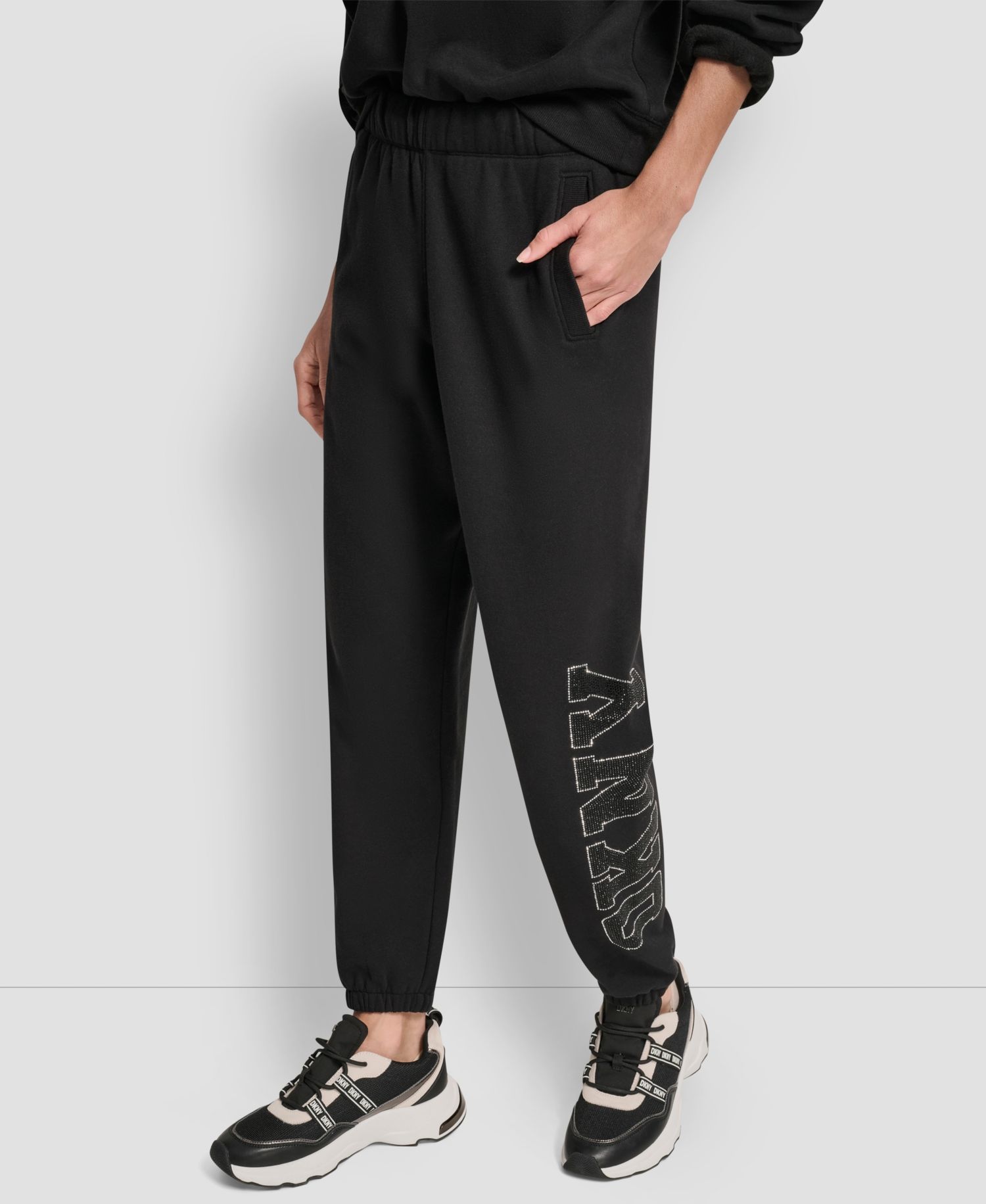 Women's Exploded Rhinestone Varsity Logo High Rise Relaxed Jogger