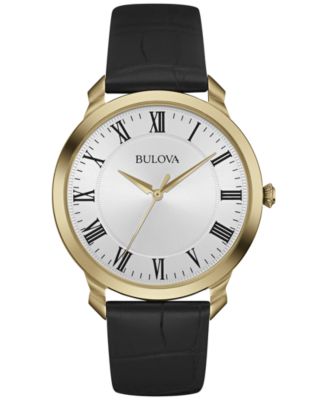 Bulova - Men's Black Leather Strap Watch 41mm 97A123