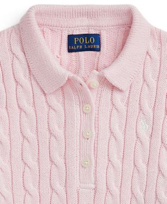 Girls' 2T-6X Cable-Knit Cotton Polo Sweater Dress