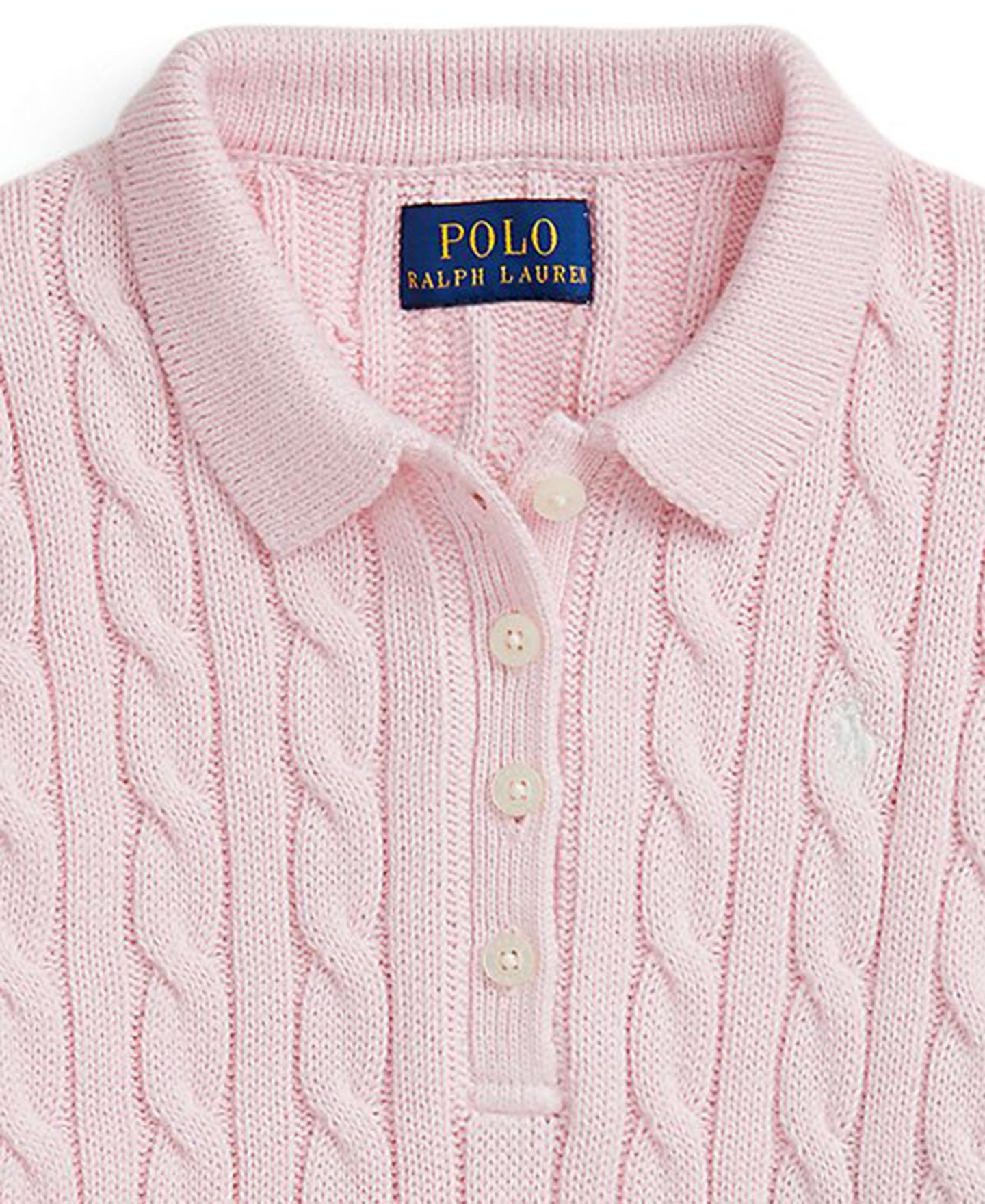 Платье Polo Ralph Lauren Cable-Knit Polo Sweater Dress для девочек, цвет: Розовый — фото 6