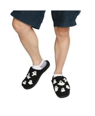 Men's Halloween Ghosts Black Slippers - L