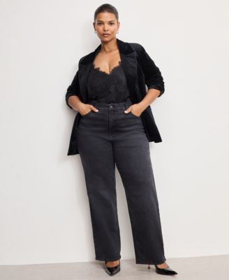 Women's Long Sleeve Velvet Sculpted Blazer, Regular and Plus Size