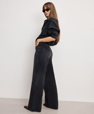 Women's Denim Long Sleeve Shirt Jumpsuit, Regular and Plus Size