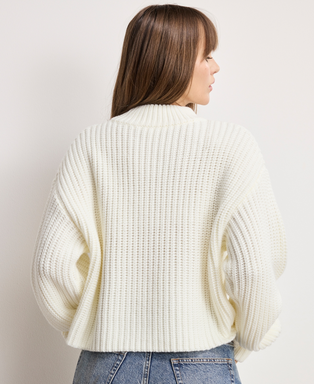 Good American Women's Chunky Knit Mock Neck Sweater