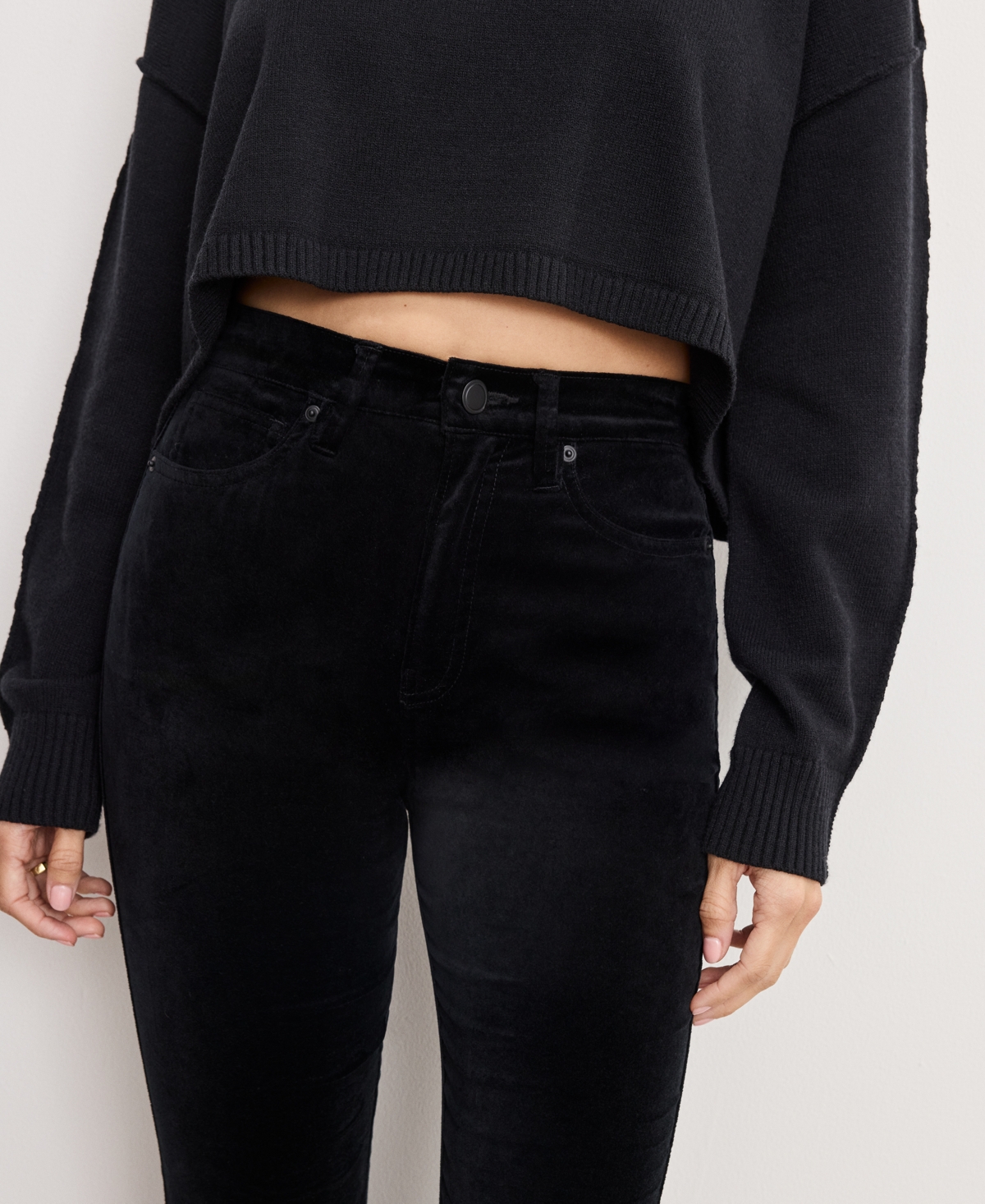 Good American Women's Velvet High Rise Kick Flare Pants In Black