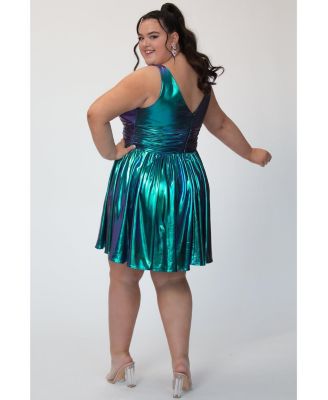 Blue & Green Iridescent A-line Party Dress