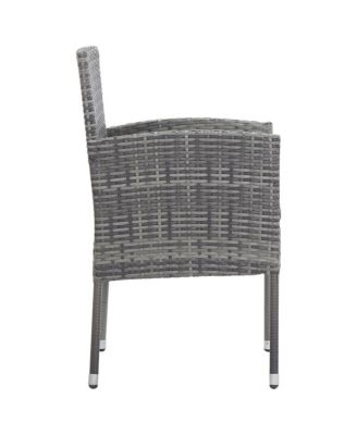 Patio Chairs with Dark Gray Cushions 2 pcs Gray Poly Rattan