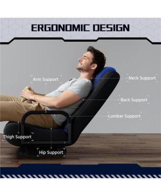 Reclining Swivel Floor Gaming Chair Black/ Red