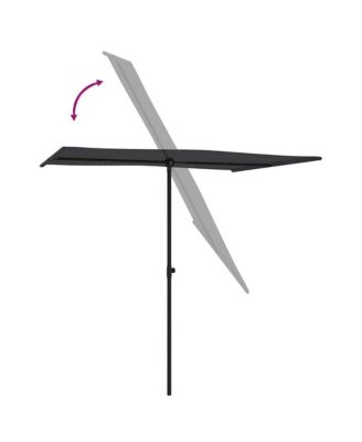 Garden Parasol Black Polyester, Aluminum 6.6 x 4.9 ft Rotatable