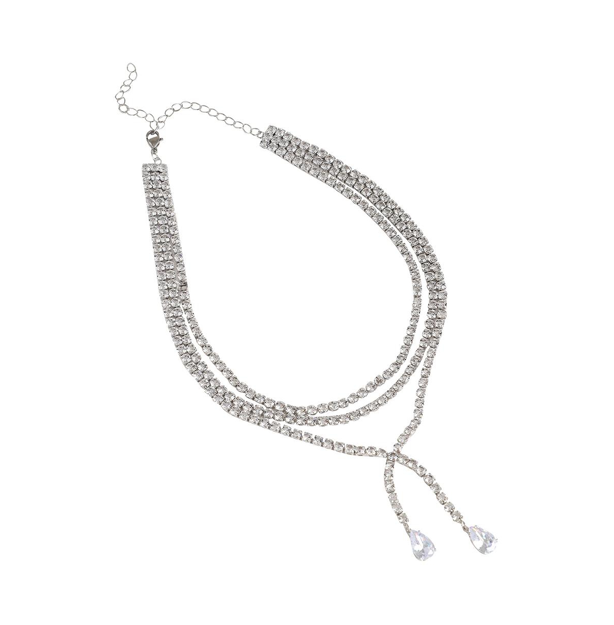 Sohi Bling Multi-layer Necklace In Silver