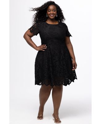 Celebrations by Sydney's Closet Women's Lace Little Black Party Dress with  Cap Sleeve - Macy's