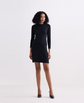 Women's Long Sleeves Fitted Short Dress in Black