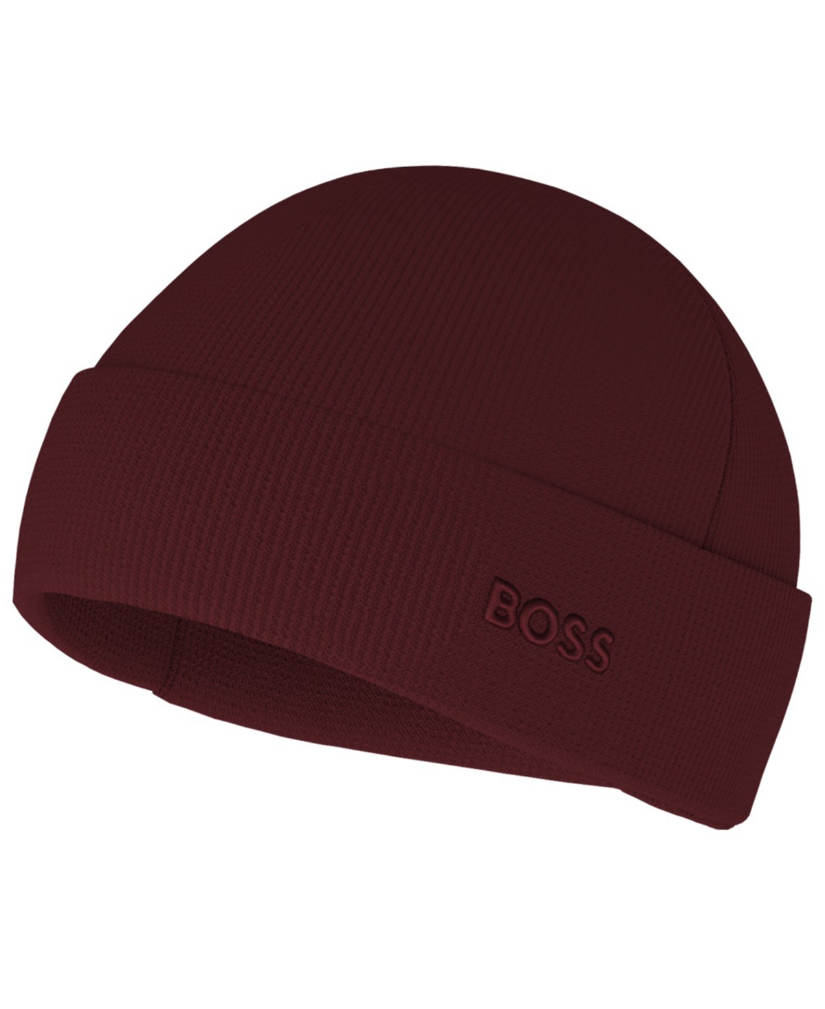 Hugo Boss Men's Waffle Logo Detail Beanie In Burgundy