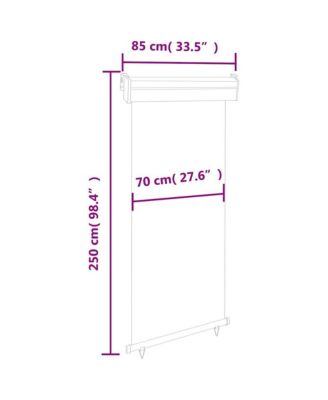 Balcony Side Awning Grey Steel, Aluminum, Polyester 33.5 x 98.4 in