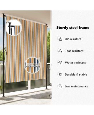 Outdoor Roller Blind Yellow and White, Anthracite