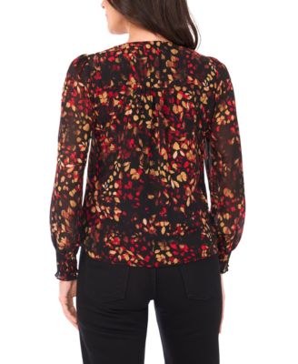 Petite V-Neck Smocked-Shoulder Blouse