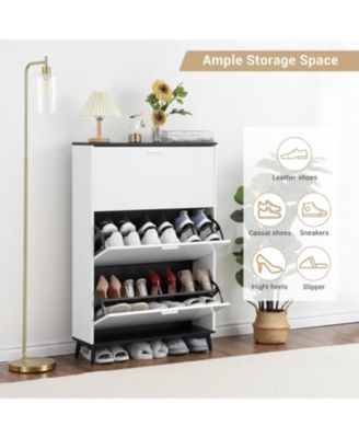 Shoe Cabinet, Shoe Storage Cabinet with 3 Flip Drawers, 47 in Tall Freestanding Shoes Organizer with Legs,Shoe Cabinet for Entryway, Hallway