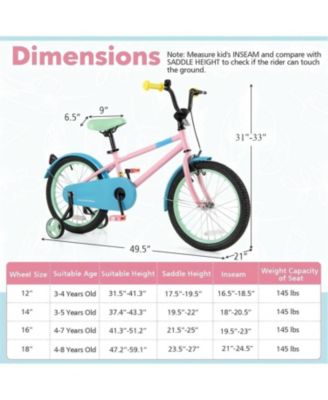 Kids Bike with Adjustable Handlebar and Saddle Pink-18 Inches