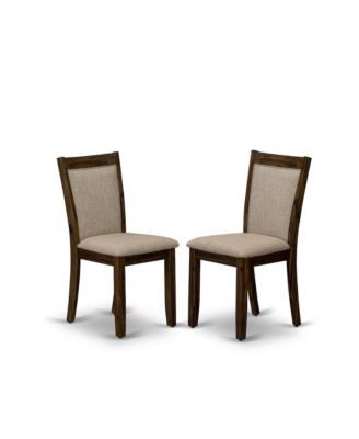 5-Pc Kitchen Table Set A Pedestal Wooden Table, 4 Light Tan Fabric Dining Chairs