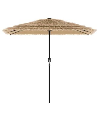 Garden Parasol Brown Polyester Large Collapsible Garden Parasol