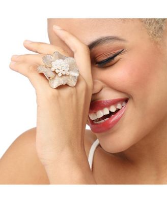 Floral Rhinestone Ring