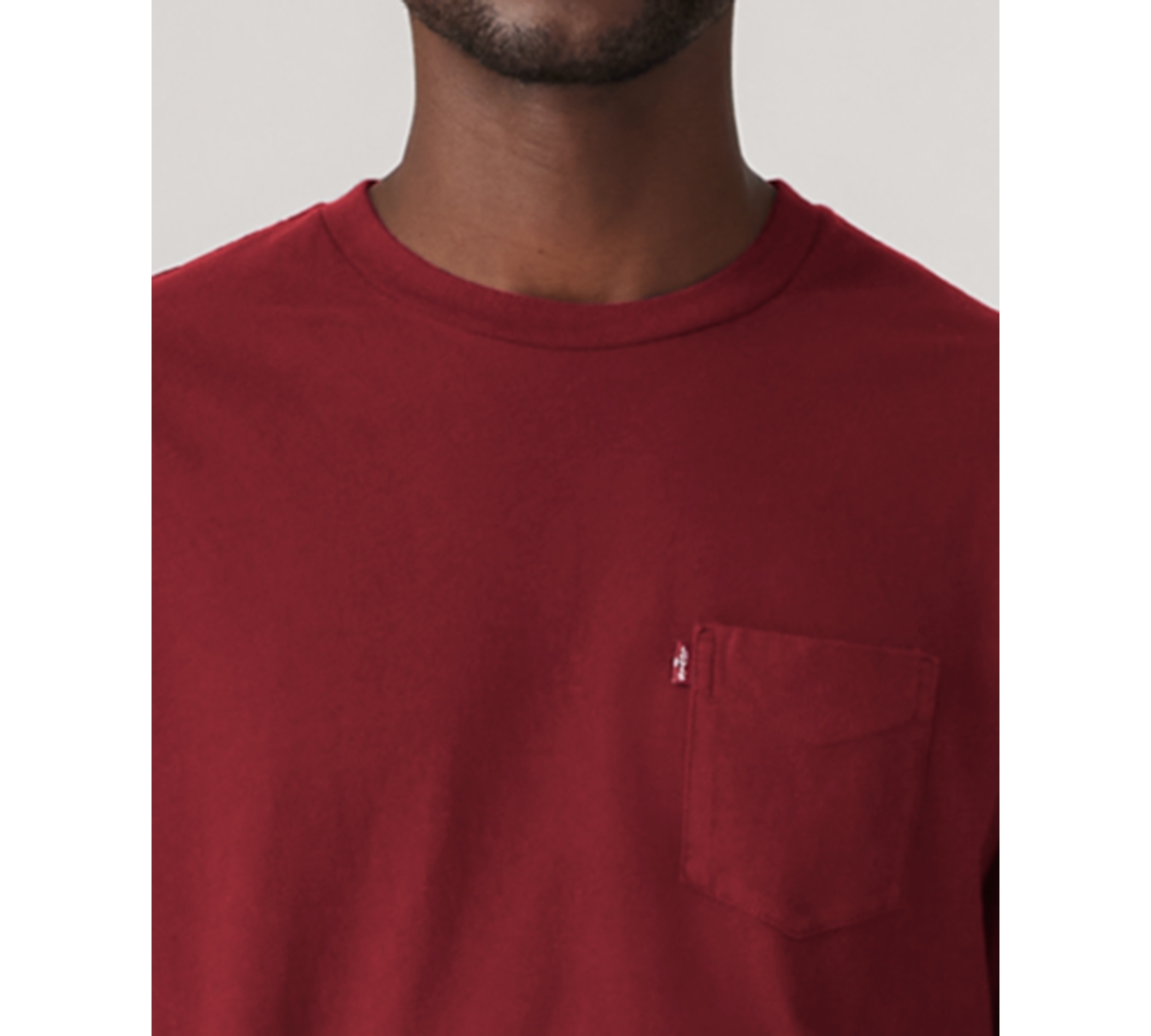 Levi's Men's Long Sleeve Crewneck Pocket T-shirt In Burgundy