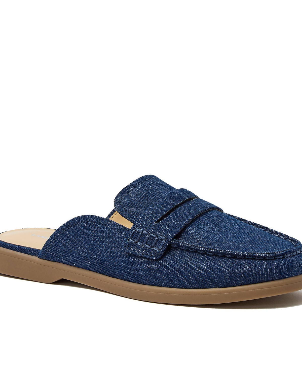 Lands' End Women's Comfort Slip On Denim Penny Loafer Mules