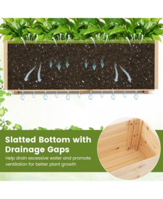 2PCS Wooden Raised Garden Bed/ Lattice Trellises Hanging Roof Drainage Outdoor