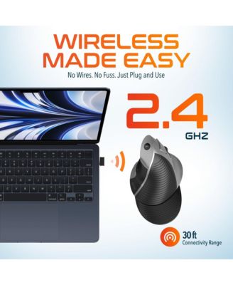 S22 Ergonomic Vertical Wireless Mouse with USB Dongle, 6 Buttons (DMERGS22-WB)