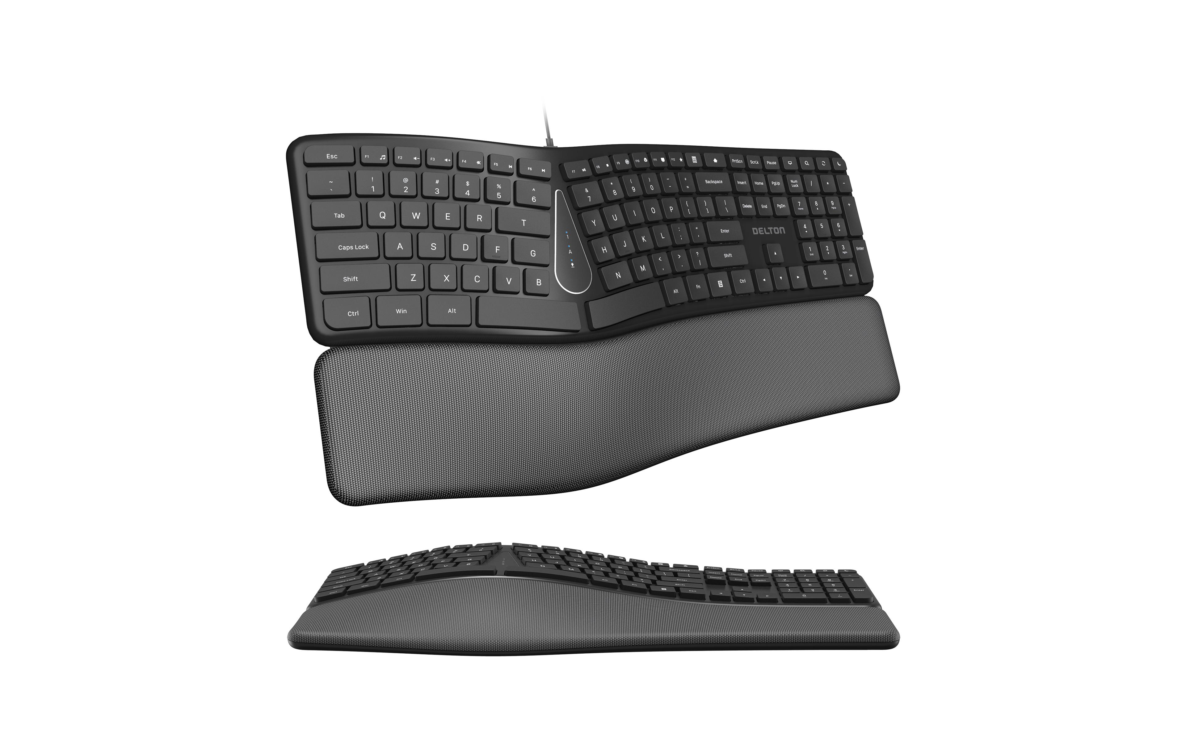Delton KB250 Ergonomic Keyboard with Wrist Rest Pad (DKBE250-u)