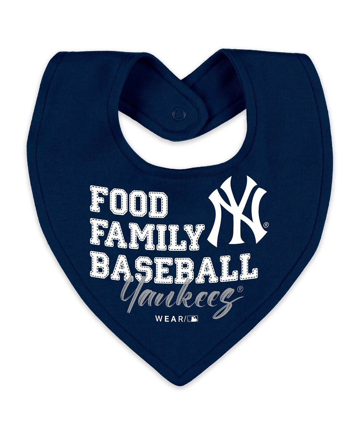 Wear By Erin Andrews Baby Boys And Girls Heather Gray New York Yankees Sleep And Play Full-zip Sleeper Bib Set In Blue