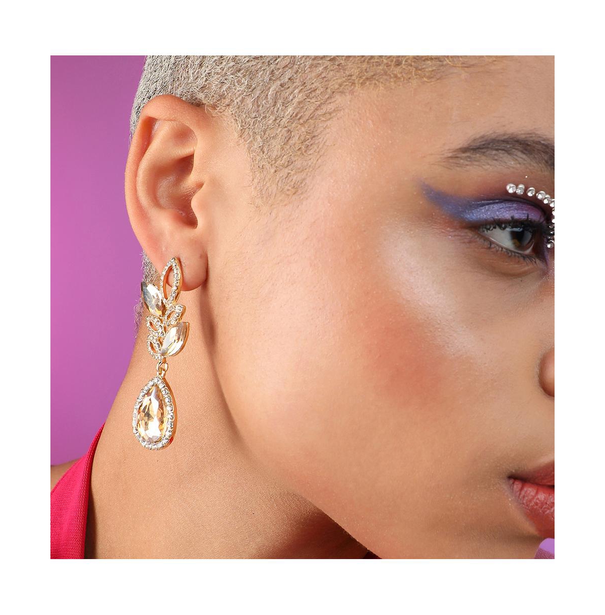 Sohi Women's Gold Dazzling Drop Earrings