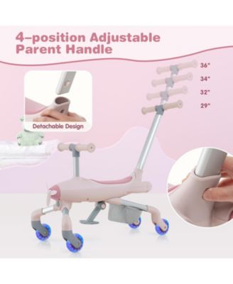 2-in-1 Kids Ride-on Push Car with LED Lighted Wheels-Pink