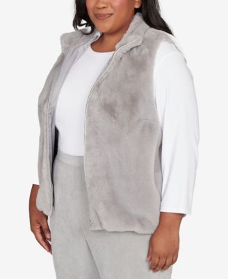 Plus Size Stockbridge Plush Zip Front Vest Jacket