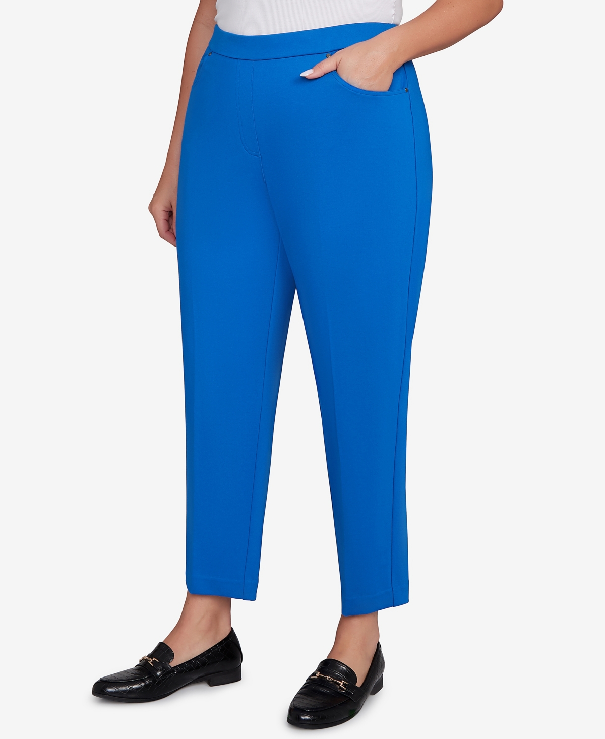 Alfred Dunner Plus Size Barcelona Stretch Ponte Knit Average Length Pant In Blue