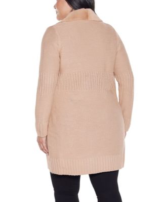 Plus Size Black Label-Trim Cardigan Sweater