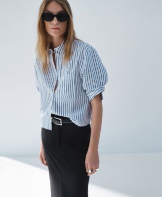 Women's Striped Cropped Shirt