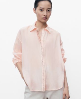 MANGO - Women's Rhinestones Detail Modal Shirt