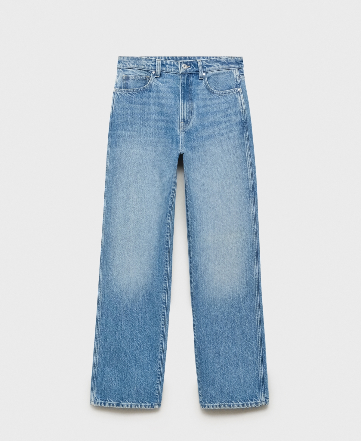 Mango Women's High Waist Straight Jeans In Blue